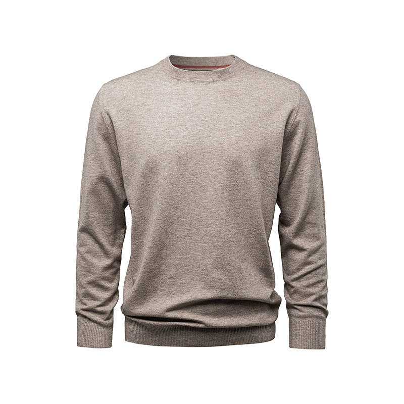 Men’s Wool Crewneck Sweater – Fall Winter Solid Knit Pullover, Soft Minimalist Base Layer in Relaxed Fit