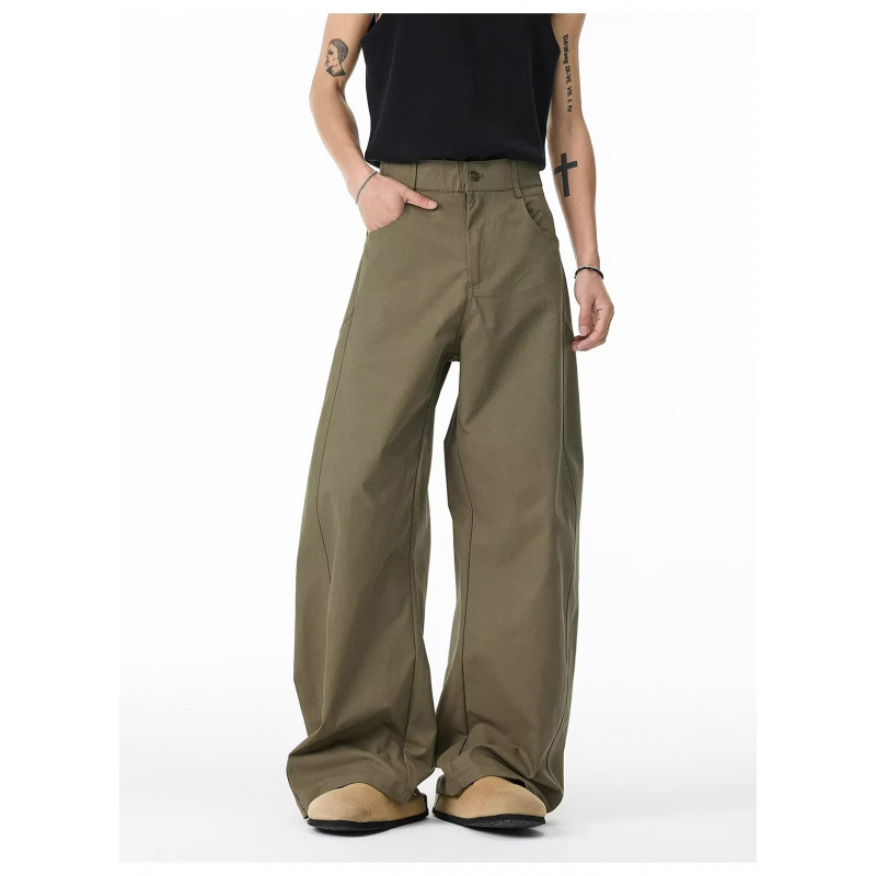 Unisex Vintage Loose Straight-Leg Pants – Summer Solid White Casual Trousers, Streetwear Minimalist Style