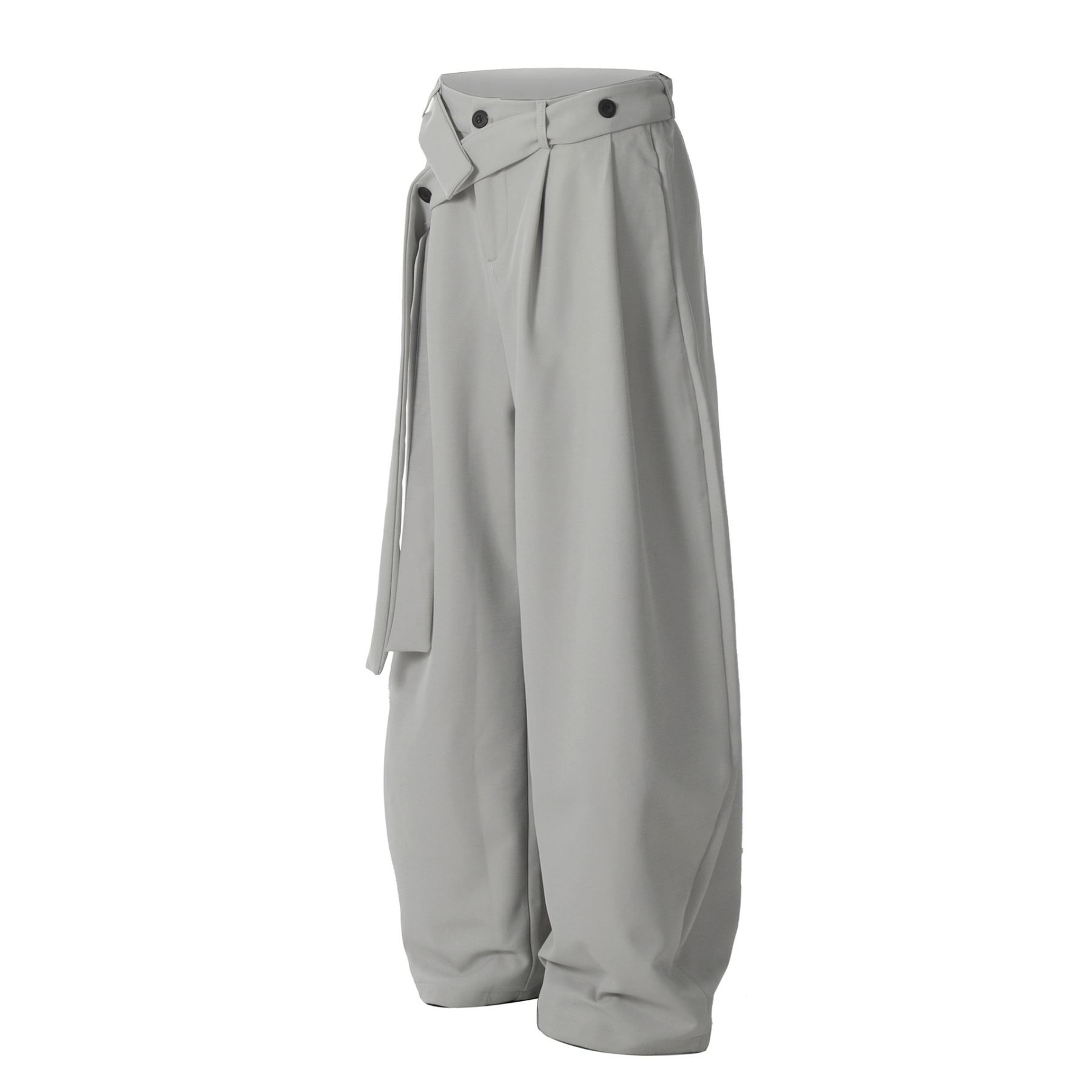 Men’s Vintage Wide-Leg Dress Pants – Unisex Smooth Drape Trousers with Curved “Scimitar” Cut, Loose Retro Streetwear Style