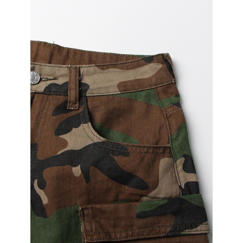 Men's Street Camo Cargo Jeans – Multi-Pocket Loose Fit Denim Pants, Trendy Utility Style for Daily and Urban Wear