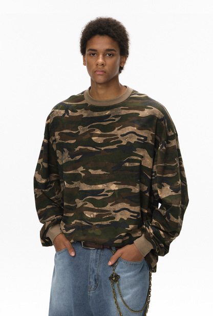 Autumn New Camo Long Sleeve T-Shirt – Men’s Outdoor Casual Crew Neck Base Layer