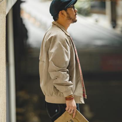 Men's Harrington Style Jacket, Classic American Workwear Jacket, Cotton Blend Windbreaker, Casual Workwear Fall Winter Coat