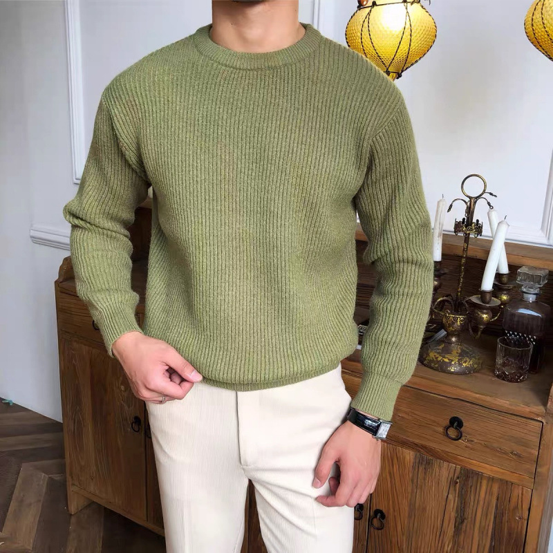 Men's Fall Winter Chunky Knit Sweater, Heavyweight Relaxed Fit Crewneck Knit Pullover