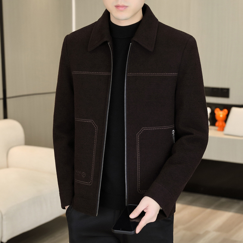 Men's Winter Workwear Jacket, Trucker Jacket Windproof Softshell with Anti-Pilling Finish, Business Casual Padded Lined Coat