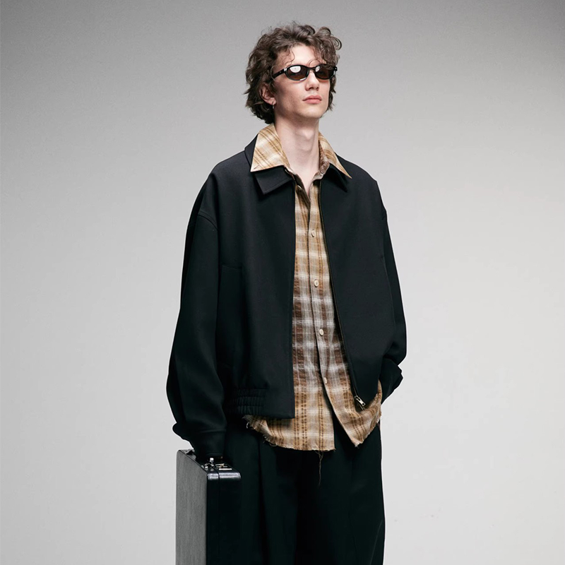 New Men's Vintage Bomber Jacket, Classic American Style Inspired Stand Collar Zip Up Coat, Casual Workwear Inspired Fall Outerwear