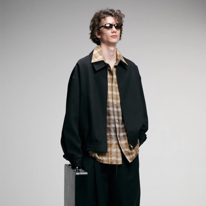 New Men's Vintage Bomber Jacket, Classic American Style Inspired Stand Collar Zip Up Coat, Casual Workwear Inspired Fall Outerwear