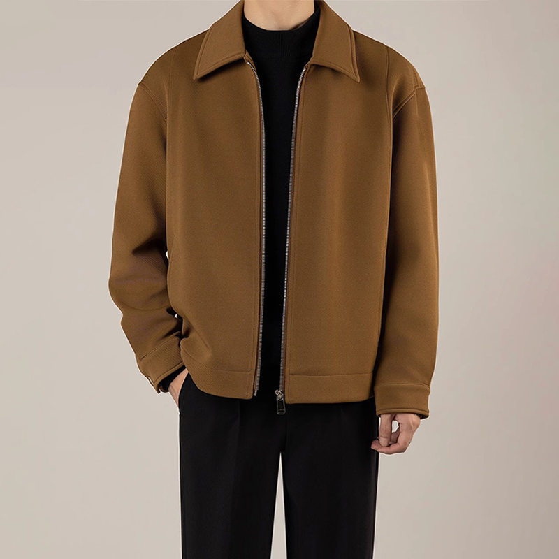 Men's Short Casual Jacket, Business Casual Zip Up Fall Jacket with Lapel Collar