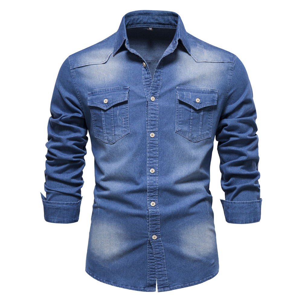 Denim Men's Casual Long-Sleeved Shirt