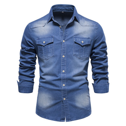 Denim Men's Casual Long-Sleeved Shirt
