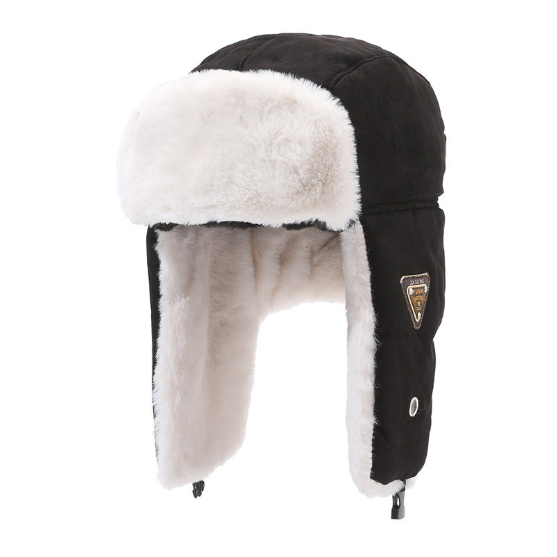 Men's Winter Deer Velvet Trapper Hat, Windproof Cold Weather Ear Flap Fur-Lined Cap, Outdoor Winter Cap