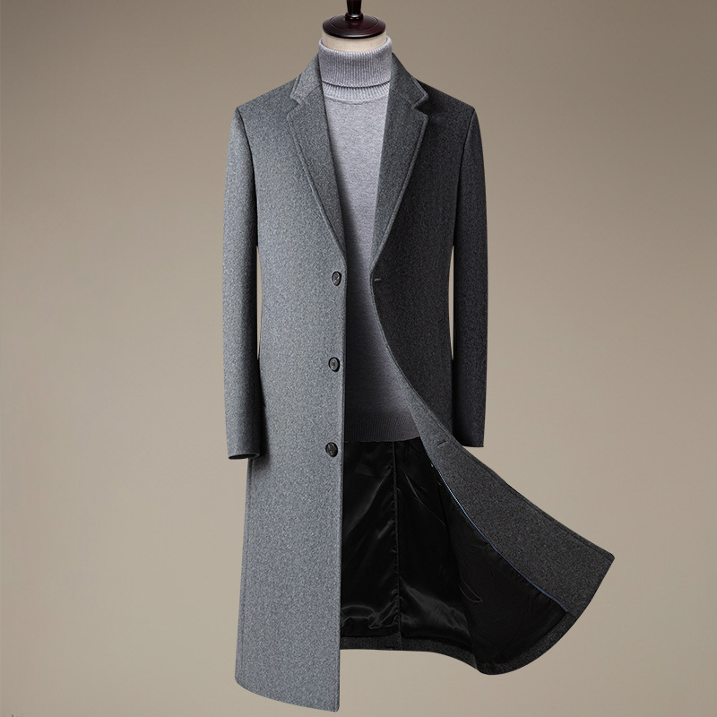 Fall and Winter New Men's Wool Overcoat, Knee Length Single Breasted Dress Coat, Winter Coat for Business Casual and Daily Wear