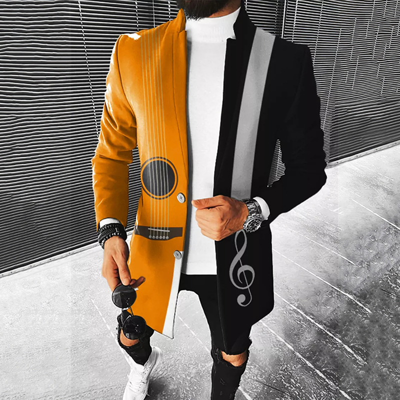 Men's Fashion Plaid Trench Coat