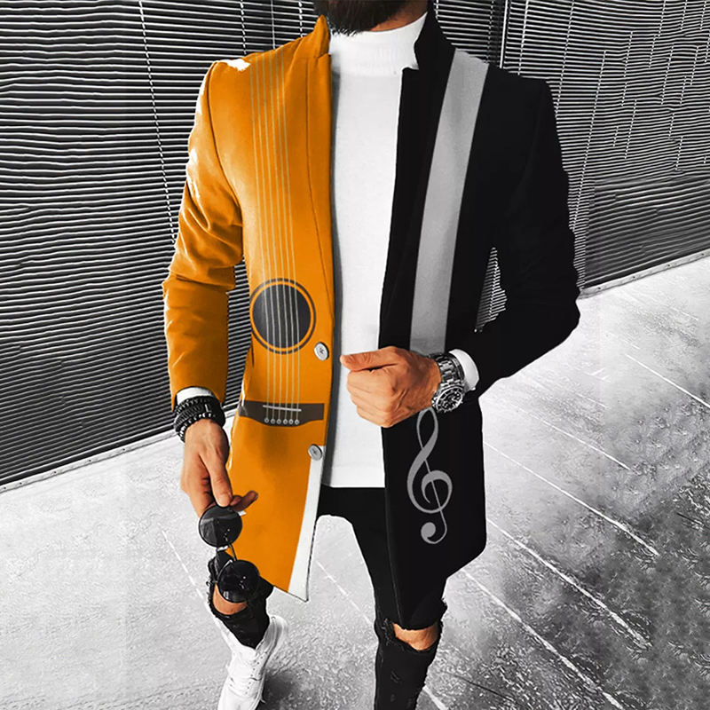 Men's Fashion Plaid Trench Coat