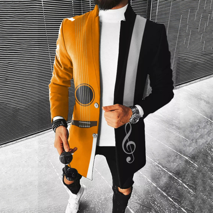 Men's Fashion Plaid Trench Coat