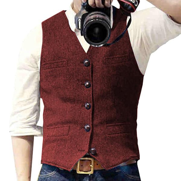 Men’s Herringbone V-Neck Suit Vest
