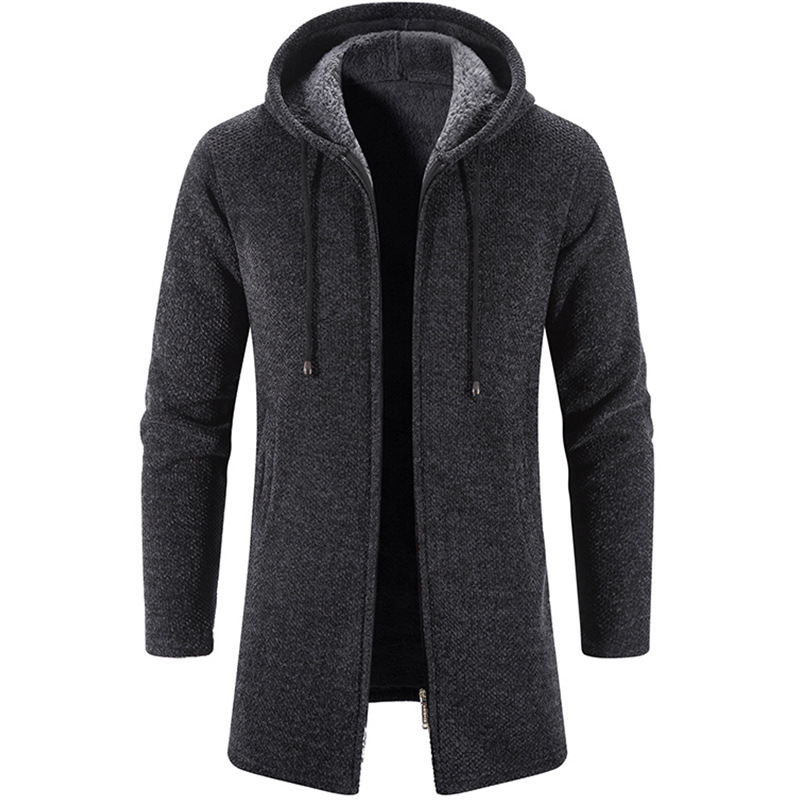 Men's Mid-length Hooded Wool Jacket