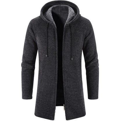 Men's Mid-length Hooded Wool Jacket