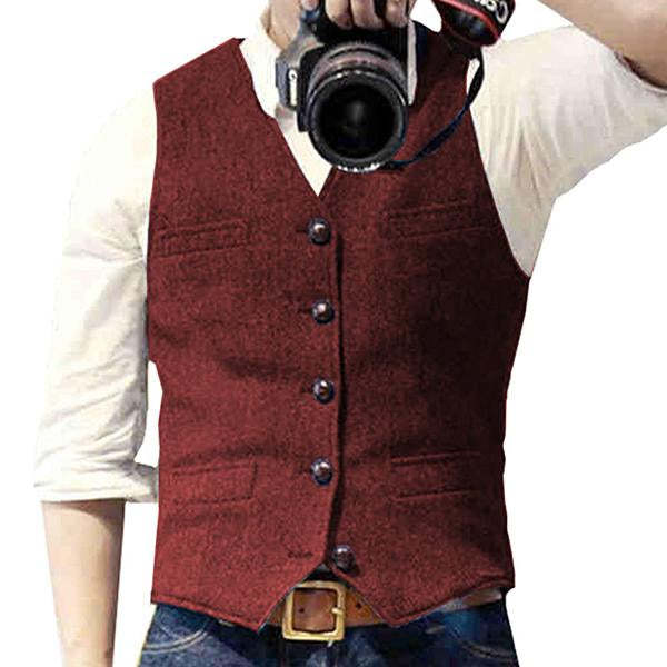 Men’s Herringbone V-Neck Suit Vest