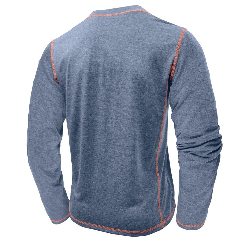 Vintage American Style Classic 4-Button Long Sleeve Henley Shirt Sustainable Long Henley Oversized American Vintage Top