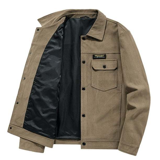 Men Casual Solid Turn-down Collar Zipper Padded Thermal Jacket Coat Men's Casual Canvas Cotton Military Lapel Jacket jackets for men