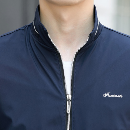 Men's Stand Collar Windproof Lightweight Jacket - Outdoor Casual Coat,Water-Resistant Travel Windbreaker