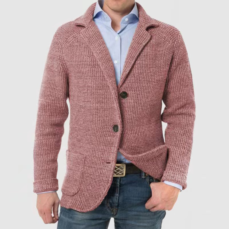 Men's Stand Collar Knit Blazer Jacket