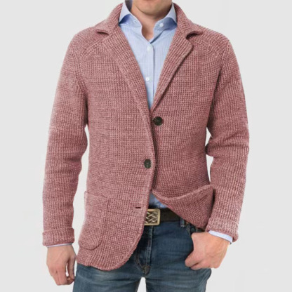 Men's Stand Collar Knit Blazer Jacket