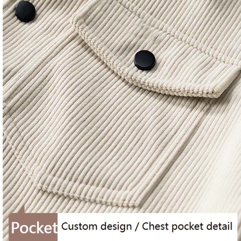 Corduroy Jacket For Men, Spring And Autumn Trendy Versatile Casual Workwear Coat, Stylish And Breathable, Wear-Resistant, Multi-Pocket, Wrinkle-Resistant, Windproof Turn-Down Collar Jacket.