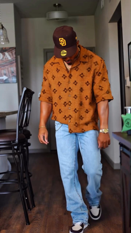 Men's Casual Versatile Fashion Embroidered Star Pattern Short-Sleeved T-Shirt