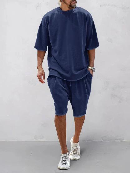 Men's Casual Loose Fit Solid Sports Sets