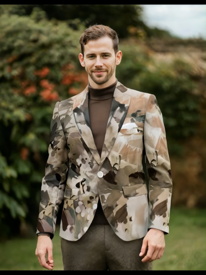 Men's Watercolor Floral Print Blazer