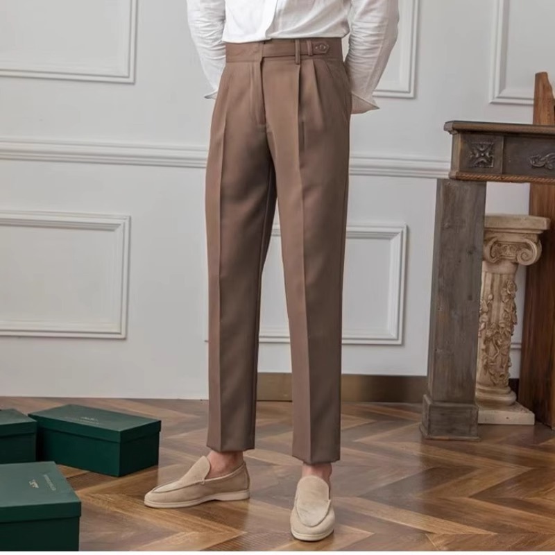 Men's Spring & Fall Casual Wrinkle-Resistant Trousers – Vintage Napoli-Inspired Trendy Pants for Commuting & Everyday Wear