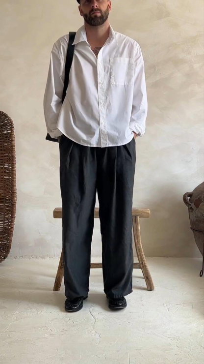 Men's Summer Retro Cotton And Linen Thin Casual Wide-Leg Trousers