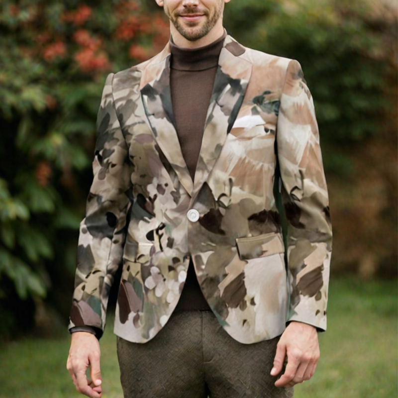 Men's Watercolor Floral Print Blazer