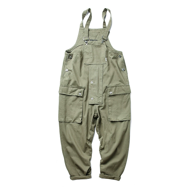 Men's Heavyweight American Casual Vintage Overalls - 840gsm Cotton Workwear Bib, Amekaji Vintage Utility Jumpsuit