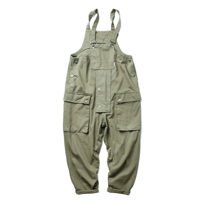 Men's Heavyweight American Casual Vintage Overalls - 840gsm Cotton Workwear Bib, Amekaji Vintage Utility Jumpsuit