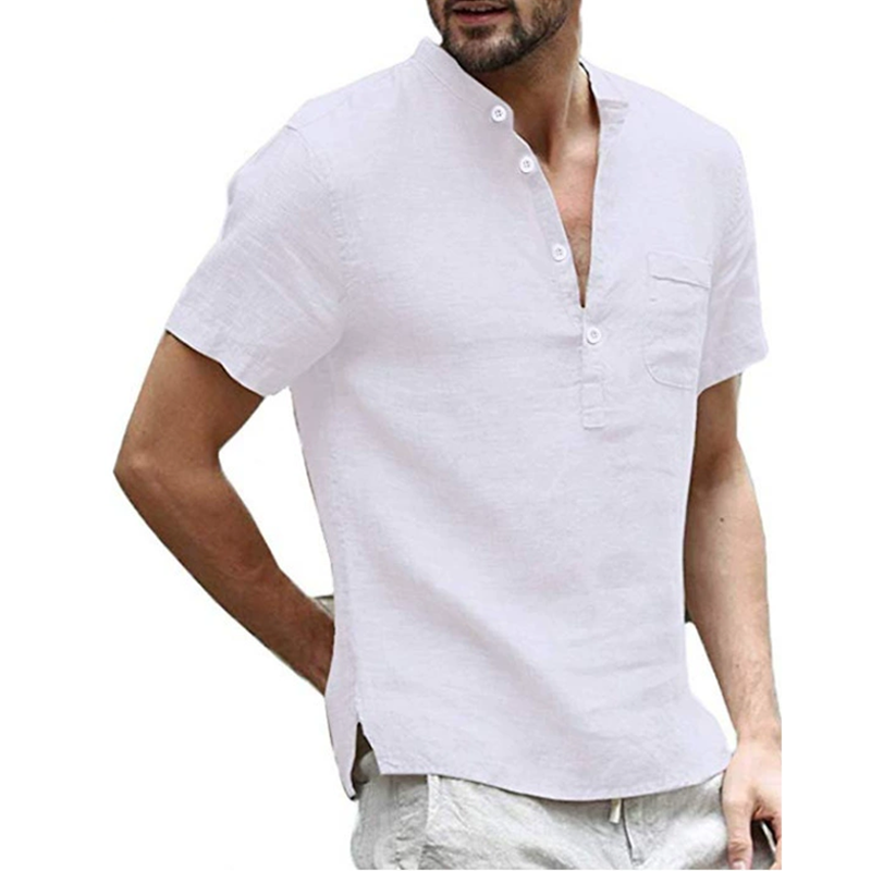 Men's Summer Cotton Linen Shirt - Casual Top For Beach, Travel, Or Urb