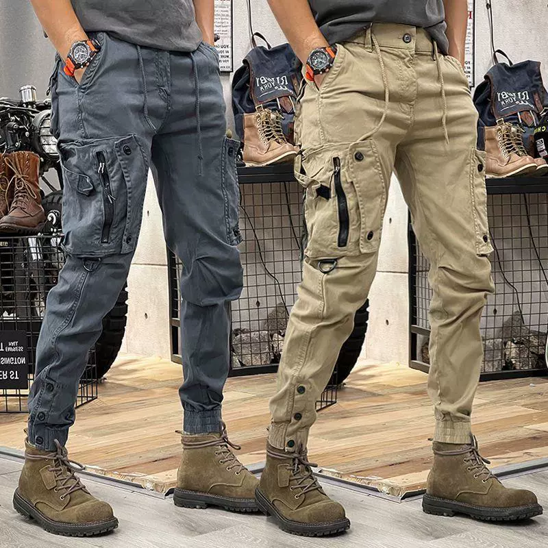 Men's Tactical Cargo Pants - Utility Workwear Outdoor Adventure Straight-Leg Elastic Ankle Joggers