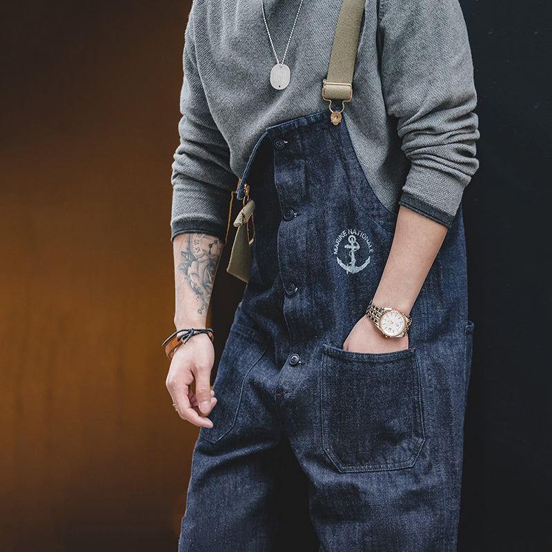 Men's Vintage American Workwear Denim Overalls