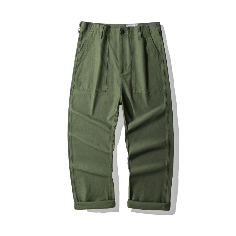 Vintage American Utility Cargo Pants - Heavy-Duty Cotton Twill Workwear With Multi-Pockets & Adjustable Waist