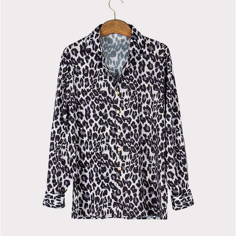 Wild & Trendy Men's Leopard Print Shirt Long Sleeve Casual Vacation Shirt