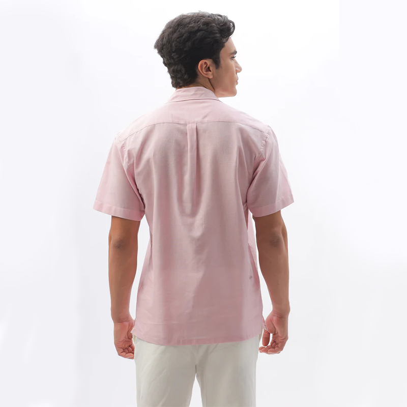 Men's Pink Floral Embroidery Casual Shirt