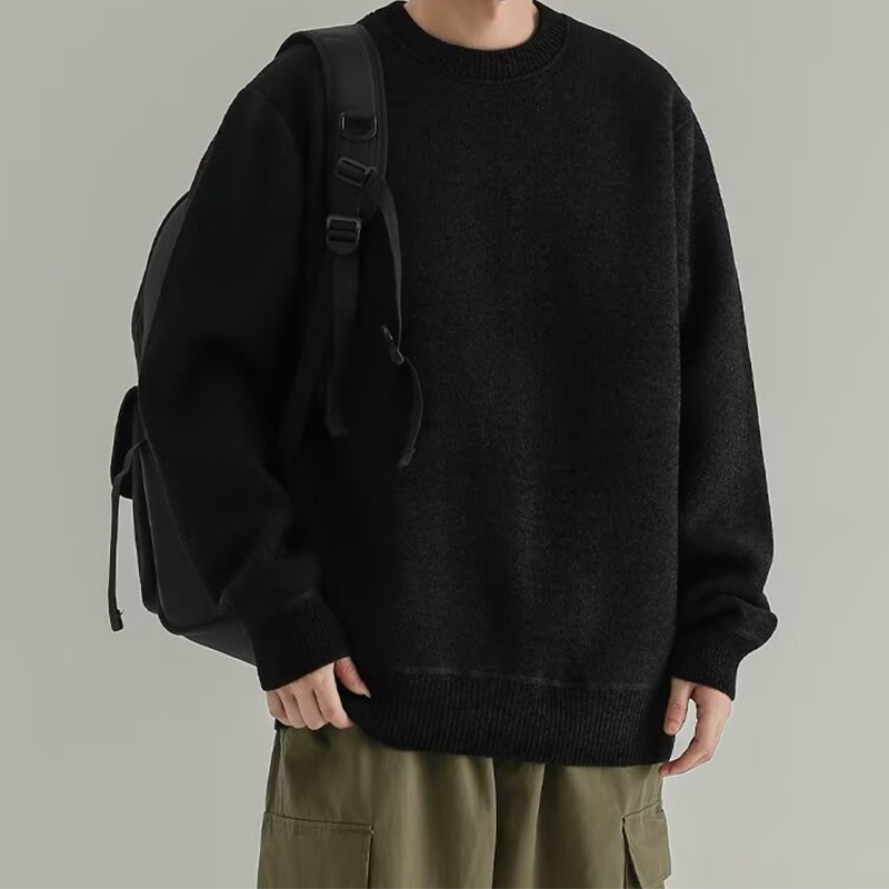 Men's Autumn and Winter Pullover Crew Neck Sweater, Classic Ribbed Men's Casual Sweater, Soft & Comfortable, Men's Knitted Pullover