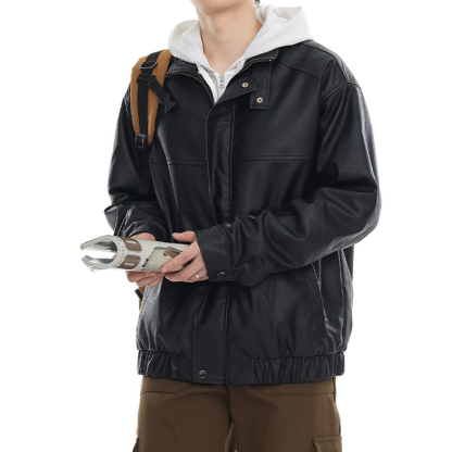 Men's Retro Brown Classic Black Leather Bomber Jacket, Vintage Pilot Leather Jacket for Men, Regular and Padded Styles Are Suitable for Autumn and Winter