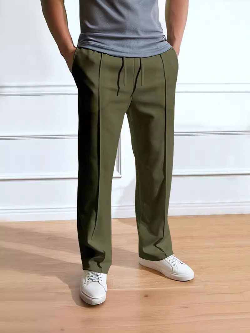 Men's High-Waisted Solid Color Casual Sweatpants with Adjustable Drawstring – Perfect for Sports & Everyday Comfort