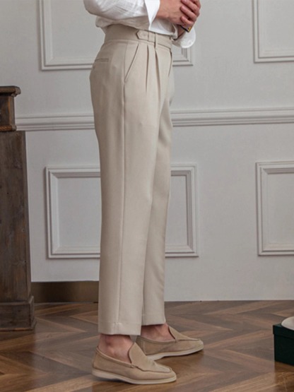 Men's Spring & Fall Casual Wrinkle-Resistant Trousers – Vintage Napoli-Inspired Trendy Pants for Commuting & Everyday Wear