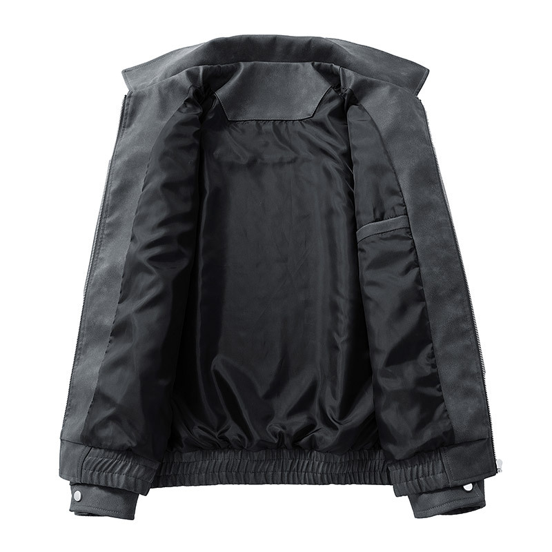 Men's Retro American Style PU Leather Jacket – Trendy Casual Flight Bomber Jacket for Spring & Fall, Stylish Short Biker Jacket