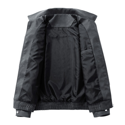 Men's Retro American Style PU Leather Jacket – Trendy Casual Flight Bomber Jacket for Spring & Fall, Stylish Short Biker Jacket