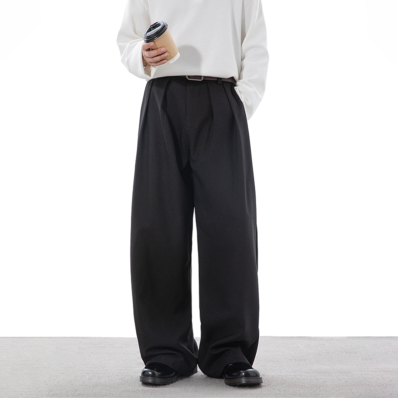 2025 Autumn New Men's Retro Casual Pants, Loose Straight Casual Pants, Smooth Drape Suit Trousers, All-match For Daily and Business Wear 