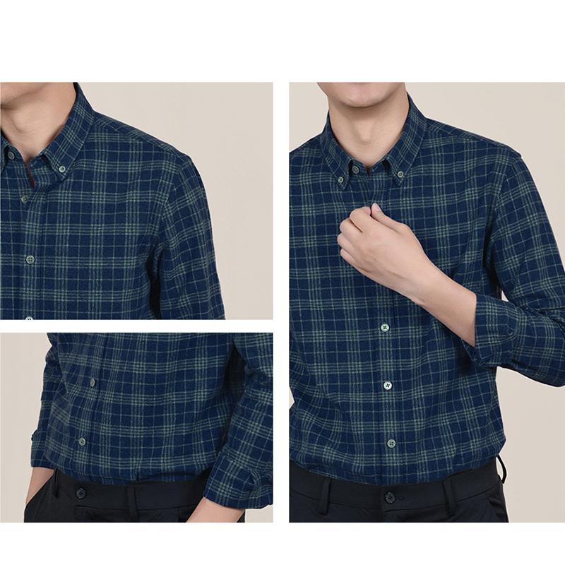 Men's Brushed Autumn and Winter shirt, Vintage Cotton Plaid Shirt, Business Casual Shirt, All-match Shirt for Daily Wear